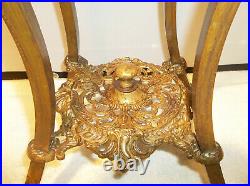 LARGE ORNATE ANTIQUE CAST IRON PLANT OR FERN STAND TABLE WithMARBLE INSERT TOP #2