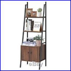 Ladder Shelf 3 Tier Bookcase Metal Frame Bookshelf WithStorage Cabinet Plant Stand