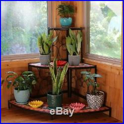 Large 3-Tier Plant Stand Indoor/Outdoor Metal Corner Flower Shelf 40 Inch Tall