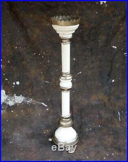 Large Antique Altar CANDLE STAND Holder Candlestick Wood Metal Plant Stand 37