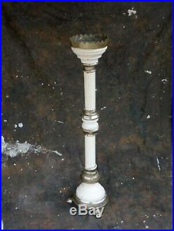 Large Antique Altar CANDLE STAND Holder Candlestick Wood Metal Plant Stand 37