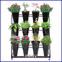 Large Black Metal 3 Tier Shelf Flower Plant Display Stand Rack/ Home Shelves
