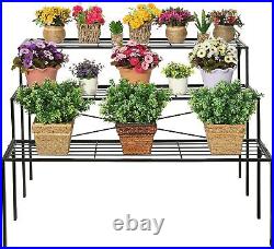 Large Black Metal 3 Tier Shelf Flower Plant Display Stand Rack/ Home Shelves