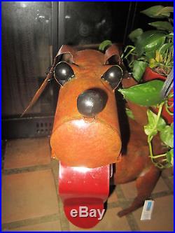 Large Blue Hand Work Dachshund Daisy Handcrafted Metal Art Sculpture Plant Stand
