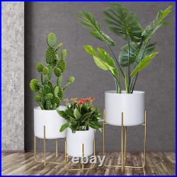 Large Floor Standing Planters with Metal Stand Pack of 3, Extra Large Plant Pot