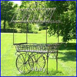 Large Flower Cart with Roof and Moving Wheels