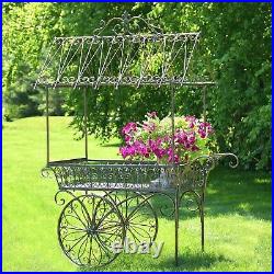 Large Flower Cart with Roof and Moving Wheels