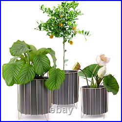 Large Metal Plant Stand Flower Pots Set of 3 for Planters Modern Garden Planter