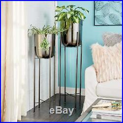 Large Modern Metallic Black Metal Planters with Stands Set of 2 11 x 46, 10