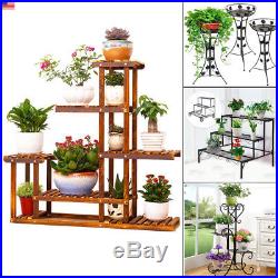 Large Size Metal/Wood Floor-Standing Pot Plant Stand Flower Planter Rack Display
