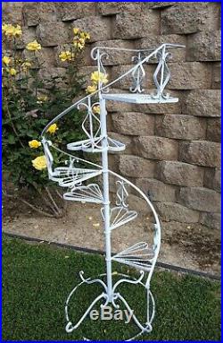 Large Vintage Wrought Iron Metal Spiral Staircase Garden Plant Stand