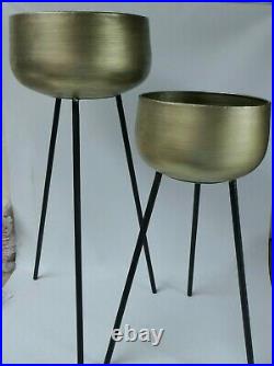 Libra Tall Metal Plant Stands Set of 2 Champagne