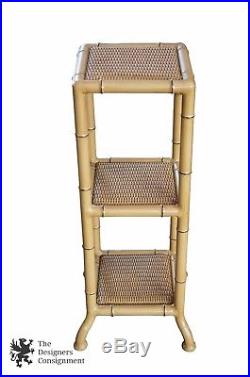 Lloyd Loom Flanders All Weather Wicker 3 Tier Rack Plant Stand End Table Bamboo