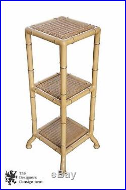 Lloyd Loom Flanders All Weather Wicker 3 Tier Rack Plant Stand End Table Bamboo