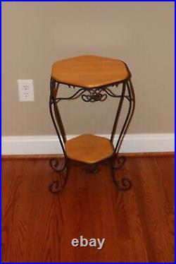 Longaberger Wrought Iron Generations Table Plant Stand with Two Woodcrafts Shelves