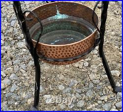 Lovely Vintage 27 Tall Wrought Iron & Copper Umbrella / Plant Stand