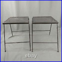 MCM Vintage Patio Side Tables Black Expanded Metal Porch Garden Plant Stand