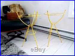 MID CENTURY Eames Bullet plant Stand PR metal tripod wrought iron Hairpin Legs