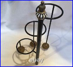 Mackenzie Childs Black Metal Trio Plant Stand 18 Tall With Finial Nla Rare