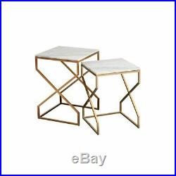 Marble Stylish Tables Gold Metal Furniture Set 2 Side Table Modern Plant Stand