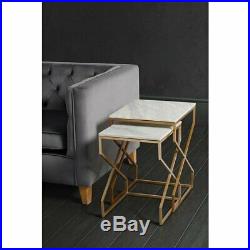 Marble Stylish Tables Gold Metal Furniture Set 2 Side Table Modern Plant Stand