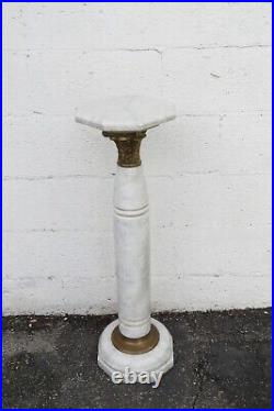 Marble and Bronze Tall Flower Plant Statue Table 5257