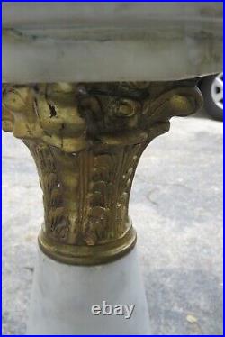 Marble and Bronze Tall Flower Plant Statue Table 5257