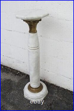 Marble and Bronze Tall Flower Plant Statue Table 5257