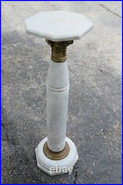 Marble and Bronze Tall Flower Plant Statue Table 5257