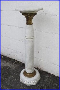 Marble and Bronze Tall Flower Plant Statue Table 5257