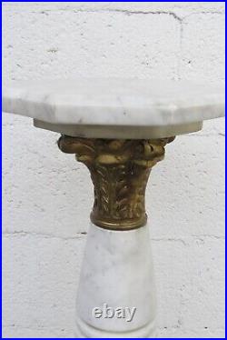 Marble and Bronze Tall Flower Plant Statue Table 5257