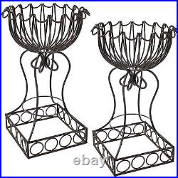 Metal 27 Set of 2 Indoor/Outdoor Metal Shell-Shaped Standing Planter Baskets