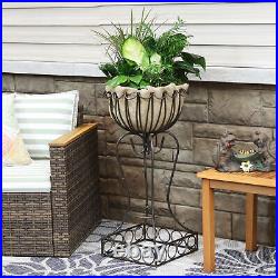 Metal 31.5 Set of 2 Indoor/Outdoor Metal Shell-Shaped Standing Planter Baskets