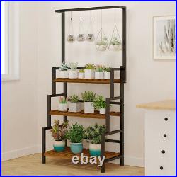 Metal 3-Tier Hanging Plant Stand Planter Shelves Flower Pot Organizer Rack Black