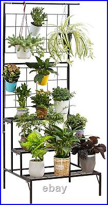 Metal 3-Tier Hanging Plant Stand Planter Shelves Flower Pot Organizer Rack Multi