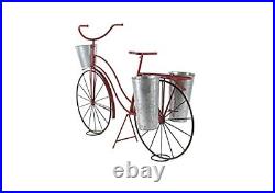 Metal Bike Indoor Outdoor Plantstand with Basket and Saddle Bag Planters, 56