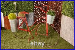 Metal Bike Indoor Outdoor Plantstand with Basket and Saddle Bag Planters, 56