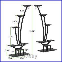 Metal Curved Plant Stand 5-Tier Display Shelf with 2 Hanging Hooks (Pack of 2)