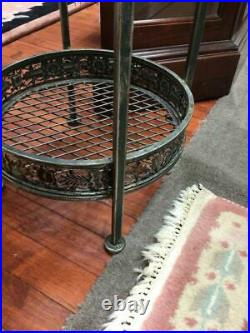 Metal Etagere Plant Stand 4 Tiers Round Floral Banding 77 Tall