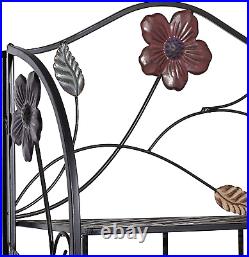 Metal Floral Indoor Outdoor Tall Folding 4 Shelf Bakers Rack, 25 X 12 X 68, B