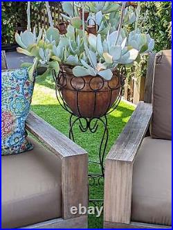 Metal Flower Pot Stand, Handmade Mexican Garden Decor, Flower Pot Holder