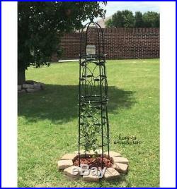 Metal Garden Obelisk Trellis Scroll Vines Plants Climbing 54 Tall Outdoor Stand