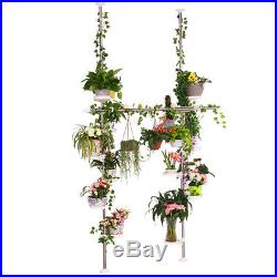 Metal Indoor Plant Shelves Stand Flower Display Storage Rack Double Tension Pole