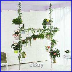 Metal Indoor Plant Stand Shelf Flower Display Storage Rack Double Tension Pole