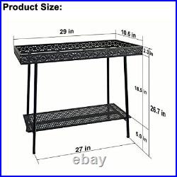 Metal Plant Shelf Indoor2 Tier Outdoor Plant Stand Table for Multiple PlantsC