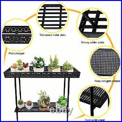 Metal Plant Shelf Indoor, 2 Tier Outdoor Plant Stand Table for Multiple Plants, Co