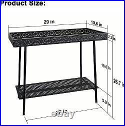 Metal Plant Shelf Indoor, 2 Tier Outdoor Plant Stand Table for Multiple Plants, Co