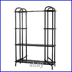 Metal Plant Stand 4 Tier Black Movable with wheels For Plants Display Rack