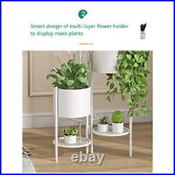 Metal Plant Stand, 6 Tier 6 Potted Indoor Outdoor Flower Pot White-Height 32
