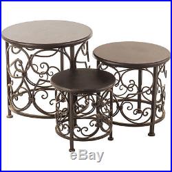 Metal Plant Stand Display Round Black Top with Scroll Designs Home Furniture Set
